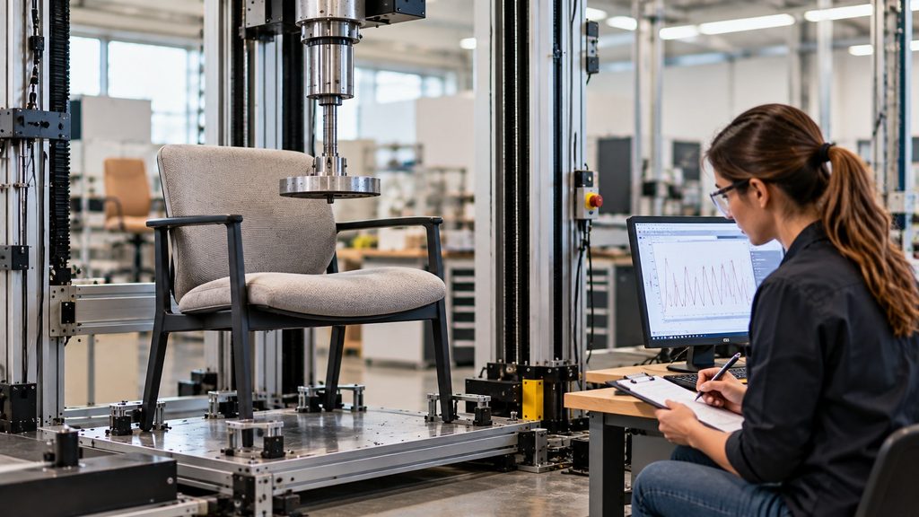 Furniture durability testing used to verify strength and stability before production